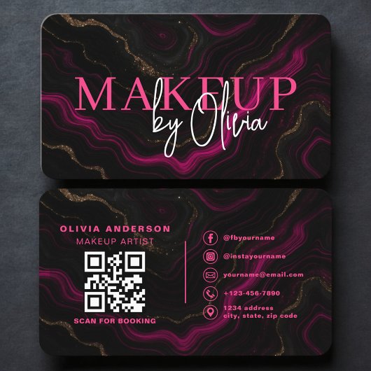 Carte De Visite Modern Makeup Artist Business Card with QR Code