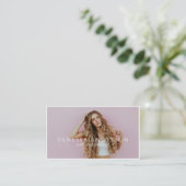 Carte De Visite Modern Makeup Artist Hair Stylist QR Code Photo (Debout devant)