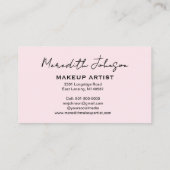 Carte De Visite Modern Makeup Artist Pink Black Script Photo   (Dos)