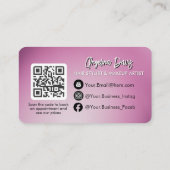 Carte De Visite Modern makeup bold purple photo qr code (Dos)