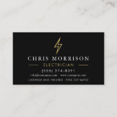 Carte De Visite Modern Metal Electrician Black Gold (Devant)
