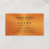 Carte De Visite Modern Metallic Orange Texture Black Typography (Dos)