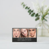 Carte De Visite Modern minimal black leather makeup and hair (Debout devant)