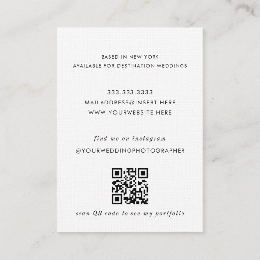 Carte De Visite Modern Minimal Black White 3 Photo Vertical (Dos)