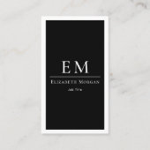 Carte De Visite Modern Minimal Black White Monogram Vertical  (Devant)