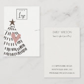 Carte De Visite Modern Minimal Christmas Tree Heart Necklace Logo (Devant / Derrière)