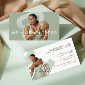 Carte De Visite Modern Minimal Fitness Personal Trainer Photo QR