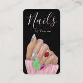 Carte De Visite Modern Minimal Nail Technician QR Code Chic (Devant)
