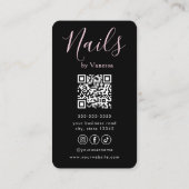 Carte De Visite Modern Minimal Nail Technician QR Code Chic (Dos)