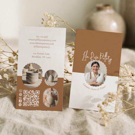 Carte De Visite Modern Minimal Pottery Photo Collage Business Card