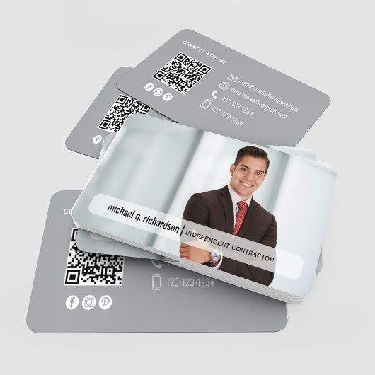 Carte De Visite Modern Minimal QR Code Photo Contact Card