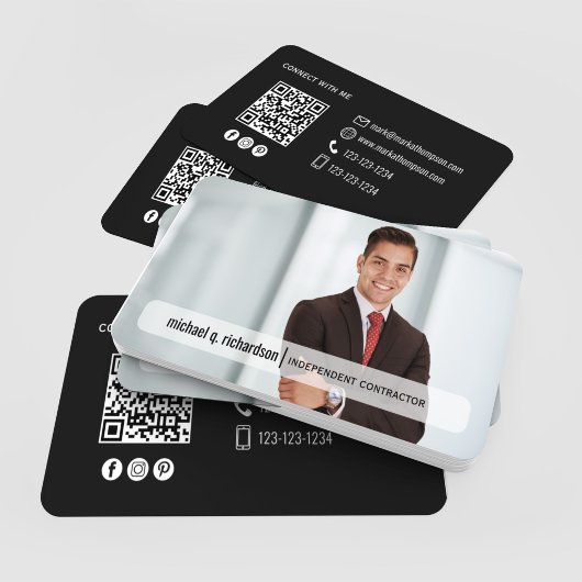 Carte De Visite Modern Minimal QR Code Photo Profile Card