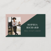 Carte De Visite Modern Minimal Real Estate Agent Photo QR Code (Devant)