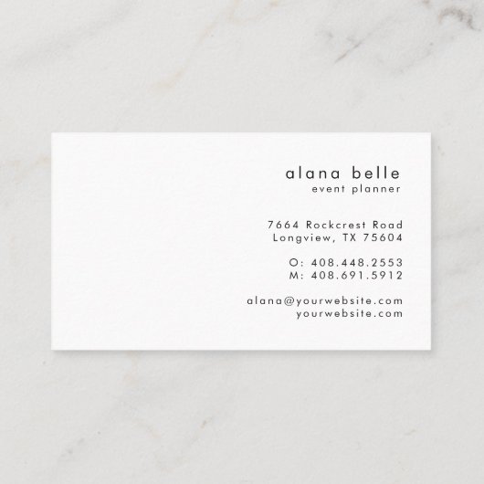 Carte De Visite Modern, Minimal & Sophisticated Script Monogram (Dos)