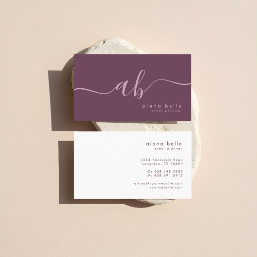 Carte De Visite Modern, Minimal & Sophisticated Script Monogram