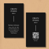 Carte De Visite Modern Minimalist Black White QR Code