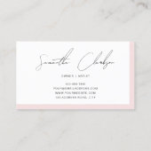 Carte De Visite Modern Minimalist Blush Pink Handwritten Script (Dos)