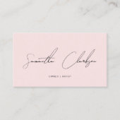 Carte De Visite Modern Minimalist Blush Pink Handwritten Script (Devant)