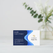 Carte De Visite Modern Minimalist Company Blue White (Debout devant)