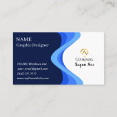 Carte De Visite Modern Minimalist Company Blue White (Devant)