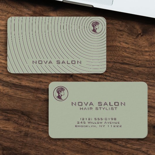 Carte De Visite Modern Minimalist Concentric Fine Linework