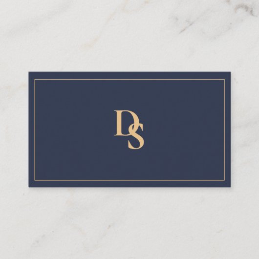 Carte De Visite Modern Minimalist Dark Blue Initials QR Code (Devant)