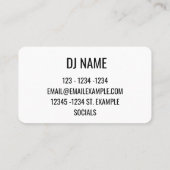 Carte De Visite Modern Minimalist DJ  (Dos)