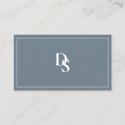 Carte De Visite Modern Minimalist Dusty Blue Initials QR Code (Devant)
