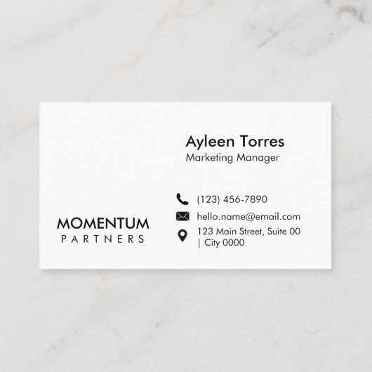 Carte De Visite Modern Minimalist Innovation Company Sleek White (Dos)