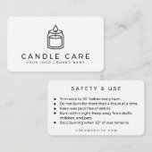 Carte De Visite Modern Minimalist Line Art Candle Care Instruction (Devant / Derrière)