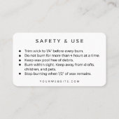 Carte De Visite Modern Minimalist Line Art Candle Care Instruction (Dos)
