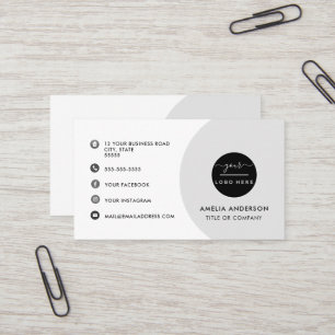 Carte De Visite Modern Minimalist Logo   Custom Icons Social Media