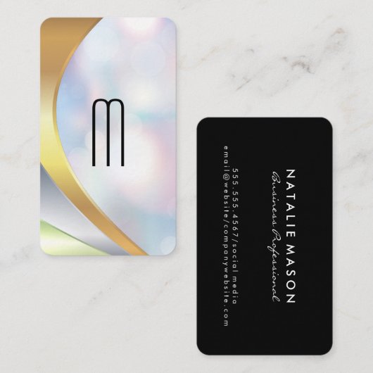 Carte De Visite Modern Minimalist Monogram | Boke (Devant / Derrière)