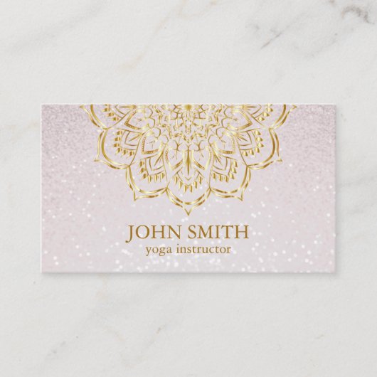 Carte De Visite Modern Minimalist Pink Gold Lotus Yoga Instructor (Devant)