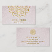 Carte De Visite Modern Minimalist Pink Gold Lotus Yoga Instructor (Devant / Derrière)