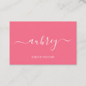 Carte De Visite Modern minimalist pink white script   (Devant)