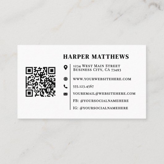 Carte De Visite Modern Minimalist Professional Logo QR Code (Dos)