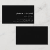 Carte De Visite Modern Minimalist Professional Simple Black (Devant / Derrière)