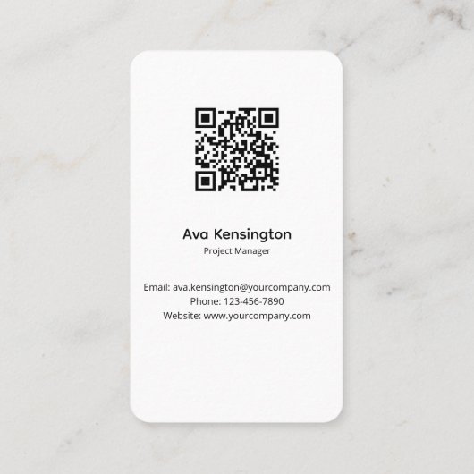 Carte De Visite Modern Minimalist QR Code Business Card Custom (Dos)