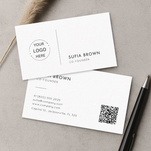 Carte De Visite Modern Minimalist QR Code Logo