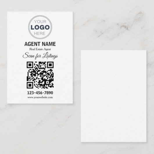 Carte De Visite Modern Minimalist Real Estate Listing Scan (Devant / Derrière)