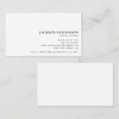 Carte De Visite Modern Minimalist Simple Professional Black White (Devant / Derrière)