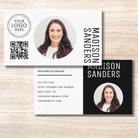Carte De Visite Modern Minimalist  Simple Professional Photo QR