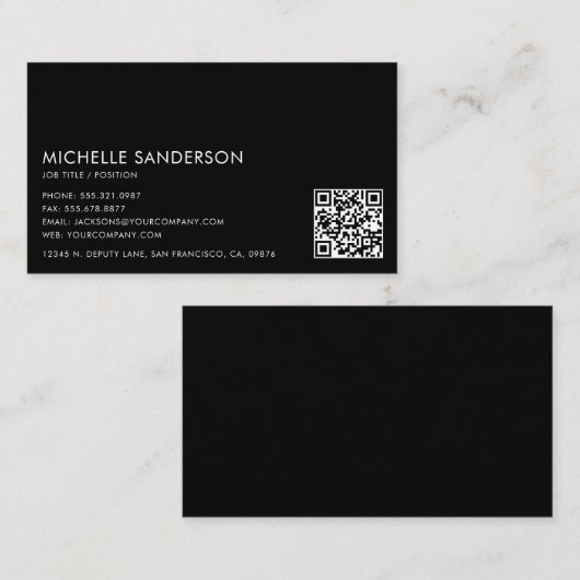 Carte De Visite Modern Minimalist Simple Professional QR Code (Devant / Derrière)