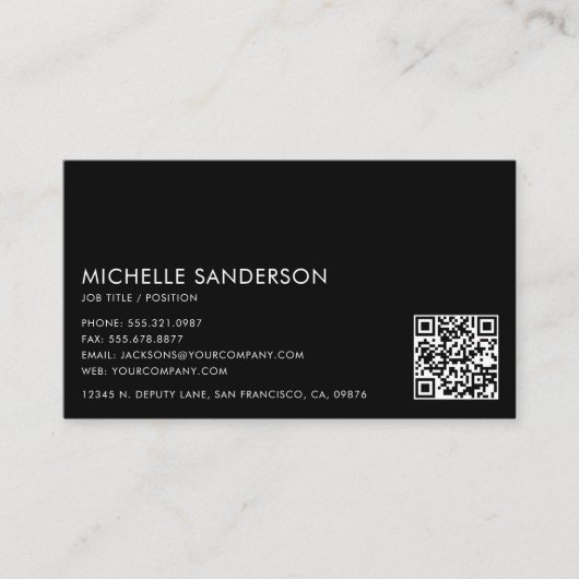 Carte De Visite Modern Minimalist Simple Professional QR Code (Devant)