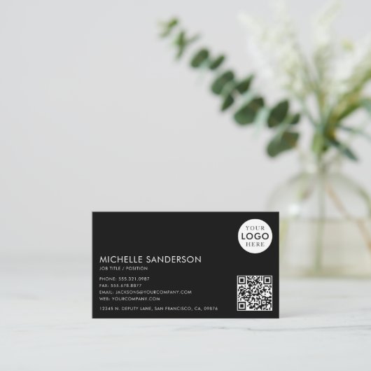 Carte De Visite Modern Minimalist Simple Professional QR Code Logo (Debout devant)