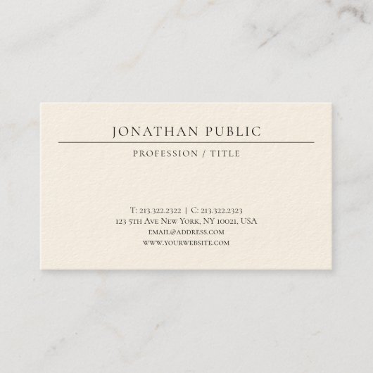 Carte De Visite Modern Minimalist Template Elegant Luxurious (Devant)