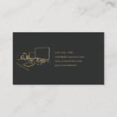 Carte De Visite Modern Minimalist Virtual Assistant Dark Gray Gold (Dos)