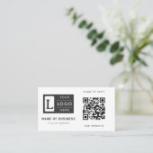 Carte De Visite Modern Minimalist White QR Code Custom Logo (Debout devant)
