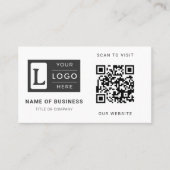 Carte De Visite Modern Minimalist White QR Code Custom Logo (Devant)